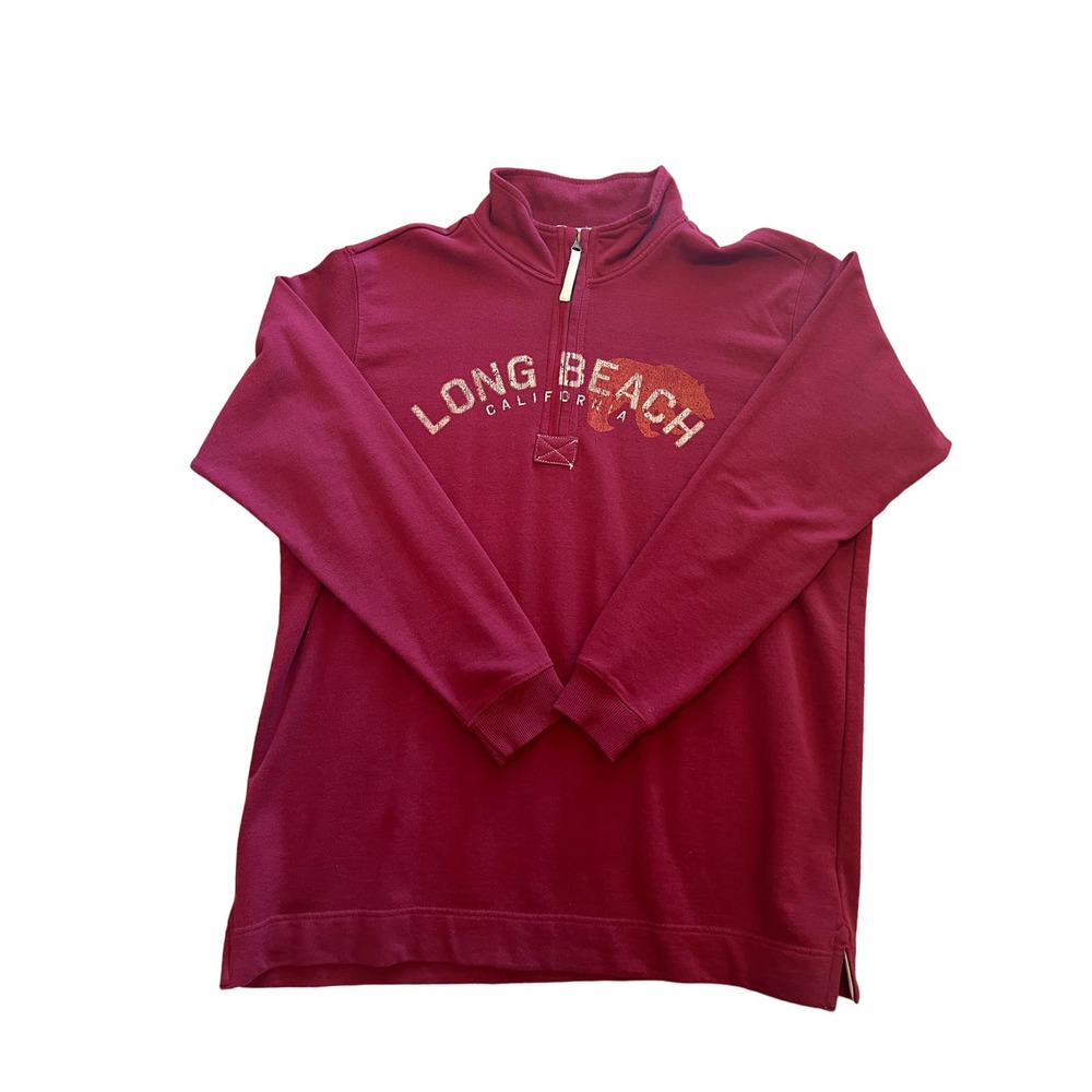 Long Beach California 1/4 Zip Maroon Pullover